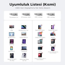 USB C Displayport Adaptörü 8K@60Hz 4K@240Hz 2K@360Hz, Thunderbolt 3/4/5 Uyumlu, Type C Dp Adaptörü, iPhone 15 16 17 Serisi, MacBook iPad Pro Air, Imac, S26, Surface Pro, Dell Vb. - 0.2 Metre