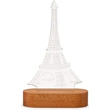 Paris Eyfel Kulesi 3 Boyutlu LED Masa Lambası - USB Bağlantılı Sarı Işık