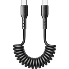 SA38-CC3 Easy-Travel Serisi 60 W Sarmal Tip-C - C Tipi Hızlı Şarj Veri Kablosu, 1,5 Metre Uzunluk, Siyah