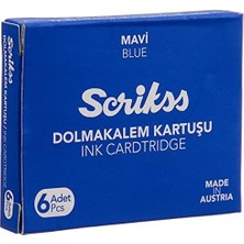 Kartuş Dolma Kalem Kartuşu 6'lı Paket Mavi