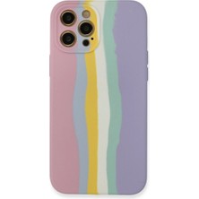 Renas Store Iphone 12 Pro Max Kılıf Ebruli Lansman Silikon - Pembe-Lila