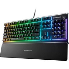 Steelseries Apex 3 Rgb Oyun Klavyesi 10 Bölgeli Rgb Aydınlatma IP32 Su Geçirmez Birinci Sınıf Manyet