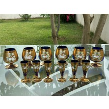 Bohemia Glass 12 Parça Likör Takımı 3 Boyutlu El Boyaması