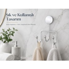 Iris Krom Kaplama Üçlü Askılık, Yapışkanlı ve Vidalı Montajlı Duvar Askısı, 35 mm Oval Bantlı Banyo Mutfak Antre Askısı