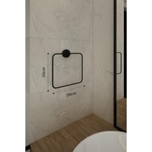 Lotus Siyah Kare Havluluk, Yapışkanlı ve Vidalı Montajlı Banyo Havlu Askısı, Mat Siyah Statik Boyama, 35 mm Oval Bantlı Duvar Havluluk, Metal