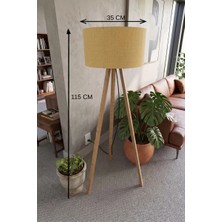 Renas Store 3 Ayaklı Tripod Lambader Hardal Kumaş Başlık