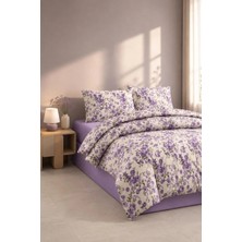 Bella Home Çift Kişilik Çiçekli Nevresim Takımı | Pamuklu | Elite - Lüks | Lila | 4 Parça | 70% Pamuk 30% Polyester | 200 cm x 220 cm
