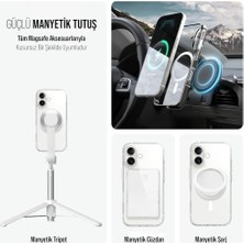iPhone Magsafe Uyumlu Şeffaf Sert Kristal Mika Sararmaz Kılıf (Iphone 16)