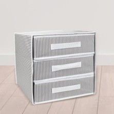 Katlanabilir Üç Çekmeceli Dolap Düzenleyici Çamaşır Organizeri Takı Kutusu Gardrob Kumaş Düzenleyici 32X32X32CM (1)