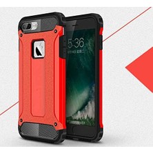 Apple iPhone 8 Plus ile Uyumlu Kılıf Çift Katman Koruyucu Crash Military Tank Kılıf - Kırmızı