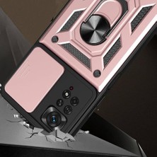 Ehr. Xiaomi Redmi Note 11 Pro 4g Uyumlu Kamera Korumalı Sürgülü Yüzüklü Standlı Tank Kılıf (Siyah)