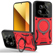 Renas Store Xiaomi Mi 14 Ultra Kılıf Joy Lens Standlı Kapak - Kırmızı
