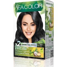 Amonyaksız, Vegan, Doğal, Besleyici Kalıcı Saç BOYASI%100 Beyaz Kapama (1 Paket 2 x 50 ml Boya & Oksidan)(Siyah 1.0)