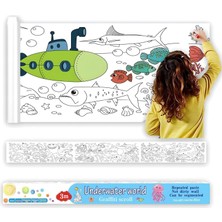 Meks Aputue Çocukların Sanat Eserleri, 300X38CM Yapışkanlı Boyama Rulosu, Okyanus Temalı Eğitici Aktivit