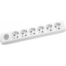 Meks Multi-Let Altılı Priz Anahtarlı Topraklı Çocuk Korumalı Klemensli-Beyaz (Kablosuz)