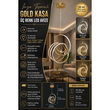 Dmr Sarmal Büyük Imza Sarkıt LED Avize Altın (Gold) Kasa 50W 220 Volt Üç Renk 6500K/4000K/3000K (Beyaz /ılık Beyaz/sarı (Günışığı)