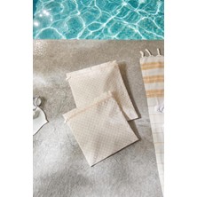 Meks Textile 2'li Su Geçirmez Pvc Astarlı Bej Dama Desen Islak Kuru Çantası 28 x 30/30 x 36 C