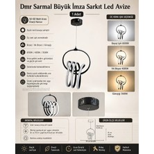 Dmr Sarmal Büyük Imza Sarkıt LED Avize Siyah Kasa 50W 220 Volt Üç Renk 6500K/4000K/3000K (Beyaz /ılık Beyaz/sarı (Günışığı)