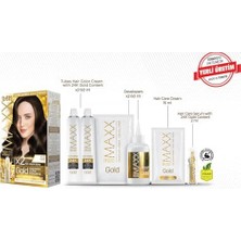 Serisi 24K Altın Parçacıklı Serum ile 1 Kutu 2 x 50 ml ve Geliştiriciler Saç Boyası (Kahve 4.0)