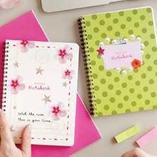 Paperora A5 Spiralli Karton Kapak 2’li Set Noktalı Okul Defteri 80 Yaprak, Ders Programlı Yeşil Puantiye
