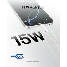 2'li Örgülü Usb-A - Usb-C Kablo, 1,5 M, 15 W, Yumuşak, Esnek ve Hızlı Şarj Kablosu, 17 ve 16 Serisi, Galaxy S25, 10, iPad Pro ve Daha Fazlasıyla Uyumlu, Beyaz