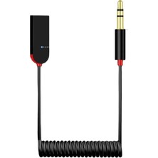 Meks Heartz Ky 223 Car Aux Cable Spri̇ral Kablolu Auxjack USB Aux, Car Receiver Aux F