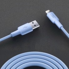 12W 2.4A Usb-A To Lightning iPad Ile Uyumlu Silikon Hızlı Şarj ve Data Kablosu Mavi 1 Metre