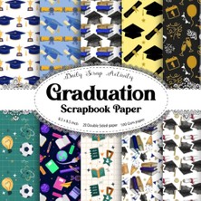 Meks Gradution Scrapbook Paper: Graduation Cap Pattern Themed Scrapbooking Paper, Junk Journal, Double S
