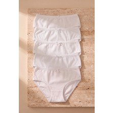 Kız Çocuk Fiyonklu 5 li Paket Slip Külot Beyaz