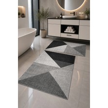 Zeta Halı Digital Baskı Yıkanabilir Kaymaz Taban 2li Banyo Paspas Takımı 40X60 60X100