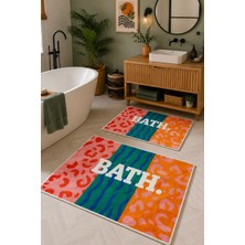 Zeta Halı Digital Baskı Yıkanabilir Kaymaz Taban 2li Banyo Paspas Takımı 40X60 60X100