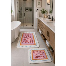 Zeta Halı Digital Baskı Yıkanabilir Kaymaz Taban 2li Banyo Paspas Takımı 40X60 60X100
