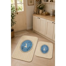 Zeta Halı Digital Baskı Yıkanabilir Kaymaz Taban 2li Banyo Paspas Takımı 40X60 60X100
