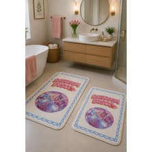 Zeta Halı Digital Baskı Yıkanabilir Kaymaz Taban 2li Banyo Paspas Takımı 40X60 60X100