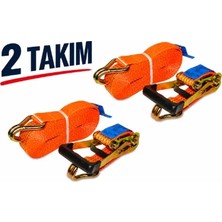 Spanzet 10 Metre 5 Ton Düz Avrupa Tipi Profosyonel Yük Bağlama – Tır Kamyon Dorse Karavan Çekici Uyumlu - 2takım