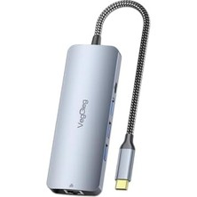 4K 60Hz HDMI Gigabit Ethernet 3*usb-A 2*type-C 3.5mm Aux Sd Micro Sd Kart Okuyucu Çevirici Çoklayıcı Hub