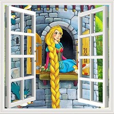 Meks Pencere Poster Duvar Kağıdı Rapunzel Yapışkanlı Sticker