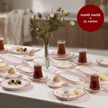 Meks Aryıldız Rosella Kırmızı 6 Kişilik 36 Parça Seramik Kahvaltı Takımı