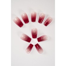 Meks Pop Beauty Takma Tırnak Seti & Zararsız Yapıştırıcı Pembe Ombre Cat Eye