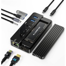 Meks Acasis Nvme M.2 SSD Sata SSD Muhafazalı Hub 10'u 1 Arada Yerleştirme Istasyonu 100W Güç Da