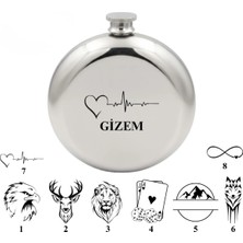 Gizmo Vibe Kişiye Özel Çelik Yuvarlak 5 Oz 150 ml Içki Matarası Özel Desen/ Tasarımlı