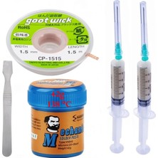 Smnr Mechanic Krem Lehim 138°C Noclean 42G Lehim Emme Temizleme Teli 1,5 mm ve Metal Spatula SETI02