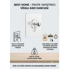 Segy Home Yapışkanlı Vida Şeffaf Duvara Monte Vida Kancaları, Iz Bırakmayan Asma Çivi Kancaları Tutucular Vidalar, Banyo Mutfak Oturma Odası Için Dekoratif Tablolar Asmak Için Şeffaf Vida Duvar Çivisi(4 Adet)