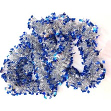 Renas Store Mavi Gümüş Renk 4 cm Genişlik Garland Çift Renk Sim Süs 180 cm