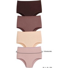 Dominant Domınant Kadın Çamaşır Pamuklu Düz Renk Yüksek Bel Geniş Basen Külot 4'lü Paket( M-L-Xl-Xxl )