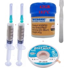 Smnr Mechanic Krem Lehim 183°C SN63/PB37 42G Lehim Toplama CP-2515 Emme Teli 2,5mm ve Metal Spatula Seti ST01