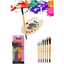 Glance Pebeo 6lı Fırça Seti Oval Ahşap Palet Başparmak Delikli 25X35 cm