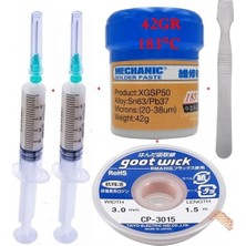 Smnr Mechanic Krem Lehim 183°C SN63/PB37 42G Lehim Toplama CP-3015 Emme Teli 3,0mm ve Metal Spatula Seti ST03