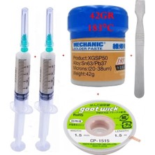 Smnr Mechanic Krem Lehim 183°C SN63/PB37 42G Lehim Toplama CP-1515 Emme Teli 1,5mm ve Metal Spatula Seti ST01
