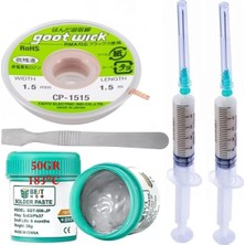 Smnr Best Solder Paste 183°C50GR Flux Lehim Toplama Lehim Emme Teli 1,5mm ve Metal Spatula SETI02